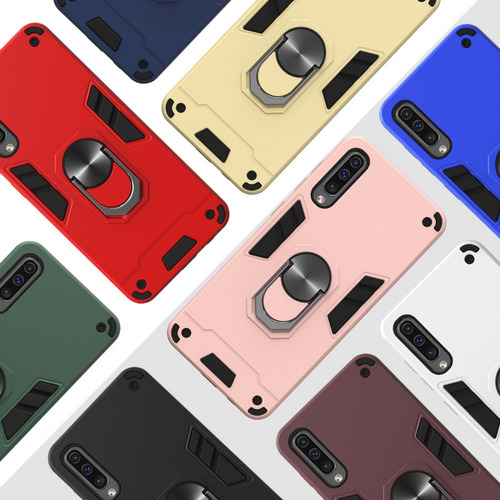 Funda Para Galaxy A50 Con Mica Varios Modelos Antigolpes Rojo Armor Ring Sin Mica