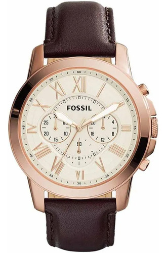 Reloj Fossil Grant Fs4991 Correa De Cuero P/ Caballero