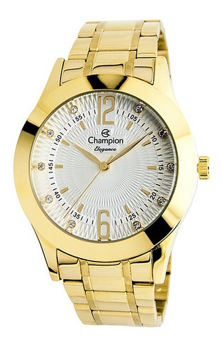 Relógio Champion Feminino Cn20800h Elegance Dourado C Pedras