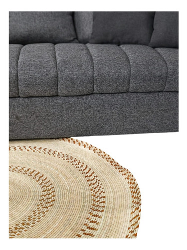 Tapete Mod. Arm Trigo 120cm Artesanal Redondo Palma Natural