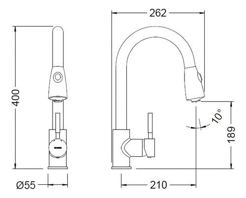 Grifería Monocomando Cocina Extensible Genebre Tau Frv61205 Color Cromo
