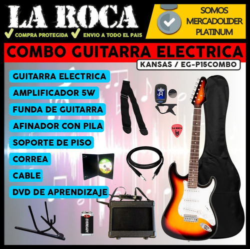 Imagen 3 de 10 de Combo Guitarra Electrica + Amplificador + Funda + Accesorios - Cuotas