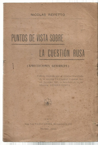 Repetto Puntos De Vista Sobre La Cuestión Rusa