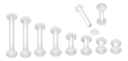 100 Parafusos Plasticos Branco Para Encadernação 15mm  