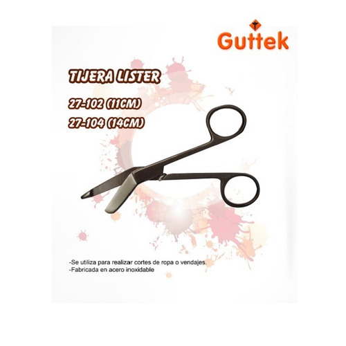 Tijera Lister 14cm Instrumental Medico Estilo Aleman Guttek