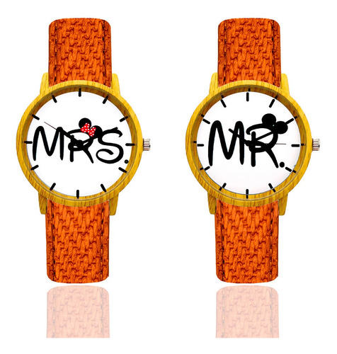 Reloj De Pareja Mr. Mrs + Estuche Tureloj