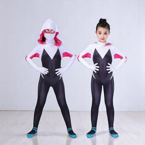 Disfraz De Spiderman Mujer Niña Cosplay Ropa Talla M Spiderm Blanco M