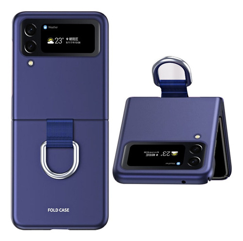 Carcasa Para Samsung Z Flip 3 Cuero Premium Color Con Anillo