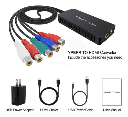 Dingsun Componente A Hdmi Convertidor, Ypbpr/rgb+r/l A...