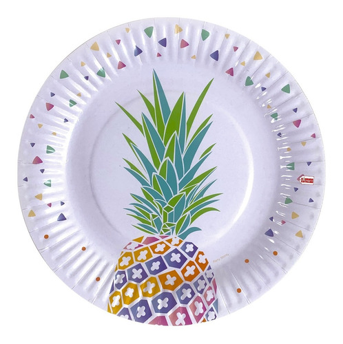 Plato Ananá Piña 17 Cm X 6 Descartables - Ciudad Cotillón