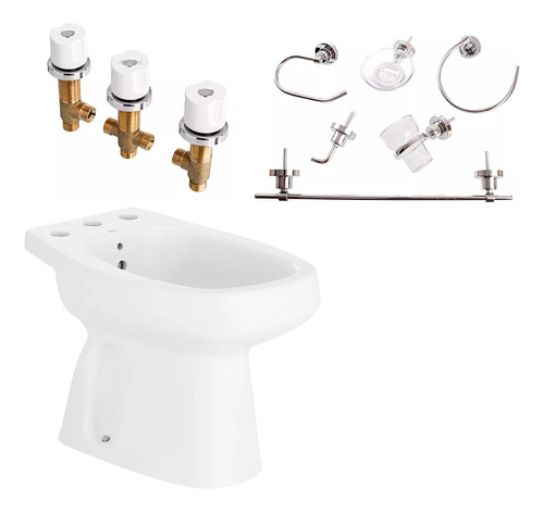 Juego Bidet Roca + Grifería Peirano + Accesorios Aqualaf