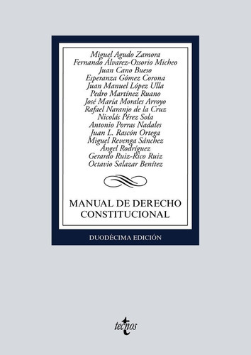 Manual De Derecho Constitucional, De Agudo Zamora, Miguel. Editorial Tecnos, Tapa Blanda En Español