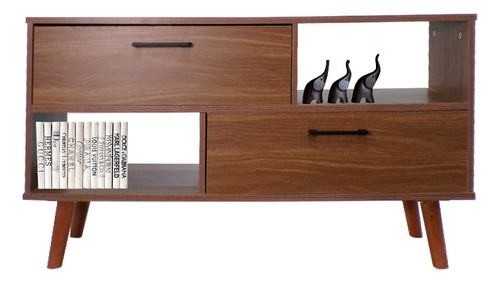 Mueble Mesa Para Tv Estilo Nordiko Vintage Minimalista Color Nogal neo