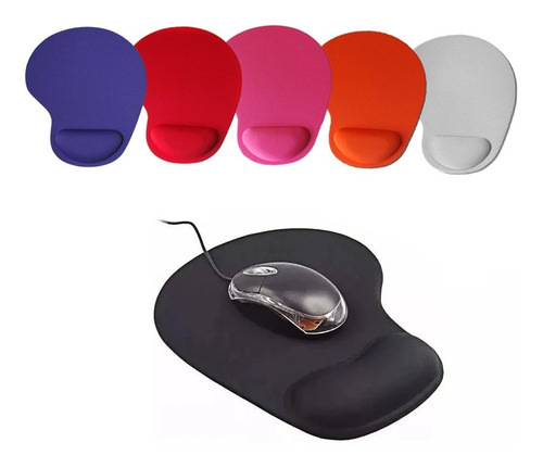 Mousepad Tapete Ergonomico De Antideslizante Negro Raton Color Rojo