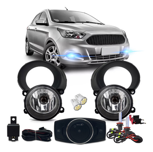 Kit Farol Milha Ford Ka 2014 2015 16 Bt Mod Orig+ Xênon 6k