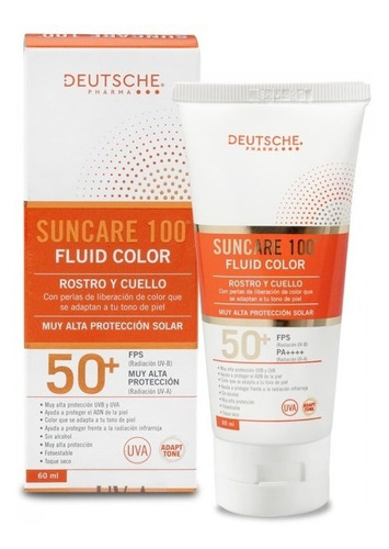 Suncare 100 Fluid Color Fps 50+ Rostro Y Cuello 60 Ml