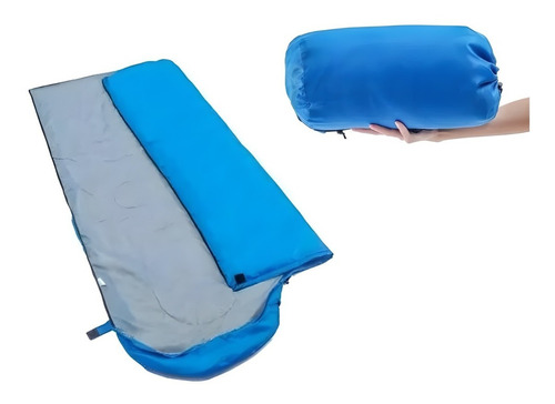 Sobre Bolsa De Dormir Con Capucha Camping Exterior Azul
