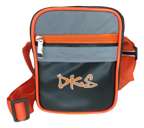 Shoulder Bag Dks Preto E Laranja Refletiva Alça Regulável