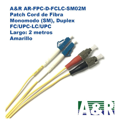 A&r Patch Cord De Fibra Sm Duplex Fc/upc - Lc/upc 2m