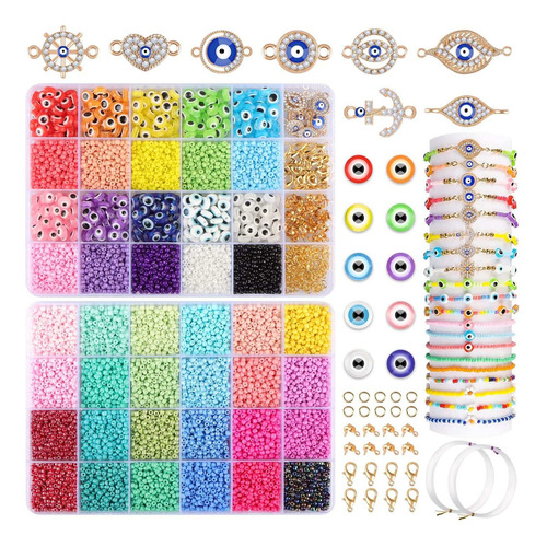 Kit Pulsera 20000 Cuenta Mal Ojo Semilla Vidrio S