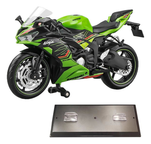 Kawasaki Ninja Zx6r Miniature Metal Moto Con Base Expositora