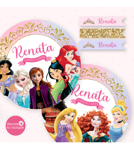 Kit Imprimible Princesas Disney Glitter Cumpleaños