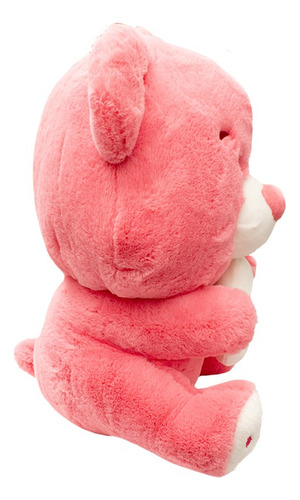 Oso Tierno De Peluche Con Flor Super Suave Y Esponjoso 33cm Color Rosa