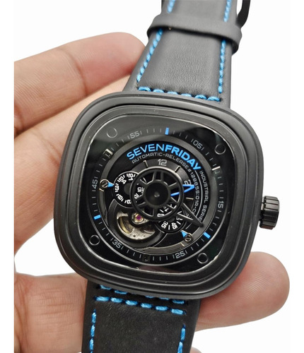 Reloj Premiun Seven Friday Negro / Azul  / Piel  Automatico (Reacondicionado)