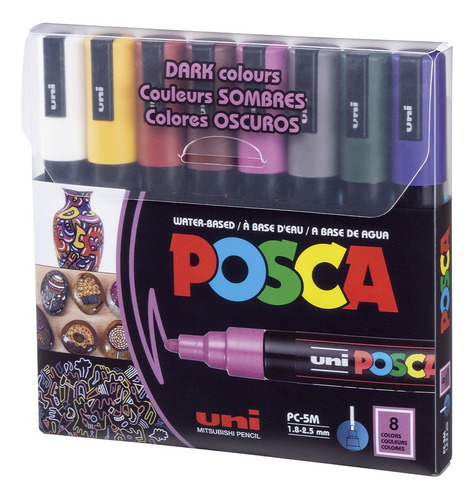 Marcadores Posca Pc-5m Set 8 Colores Oscuros