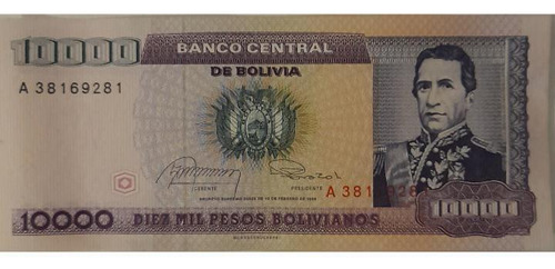 Bolivia, 10.000 Pesos Bolivianos 12 Feb 1984 Serie A 