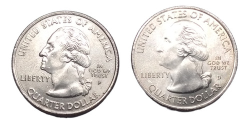 Monedas 1/4 Dólar 25 Centavos U S A Estado Wisconsin 2 Pieza