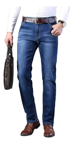 Pantalones Vaqueros Clásicos Para Hombre De Pierna Recta