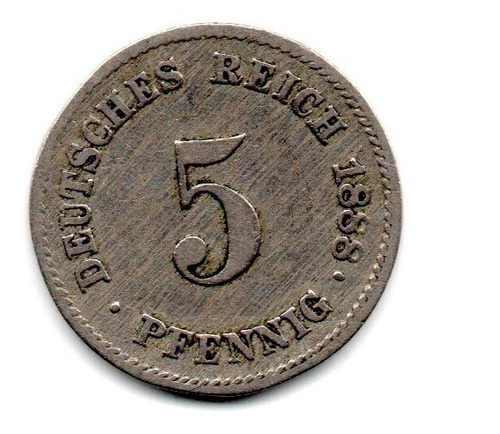 Alemania Imperio Moneda 5 Pfennig Año 1888 F Km#3