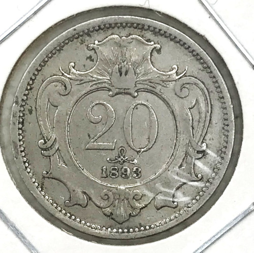 * Moneda De Austria De 20 Heller Año 1893. Km# 2803