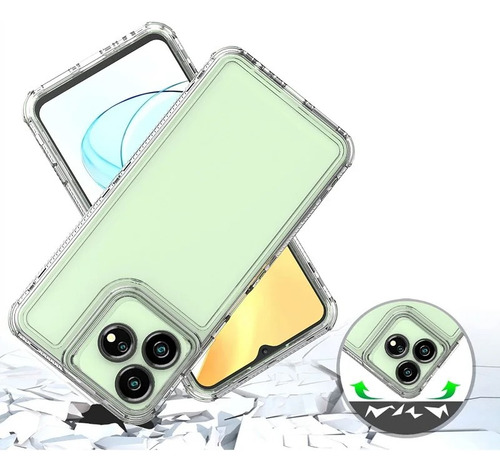 -para Capa Zte Axon 50 Lite Funda 3 Em 1 Transparente + 2 Mi