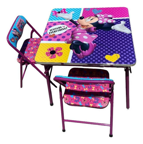 Set De Mesa + 2 Sillas Plegable Para Niños Disney