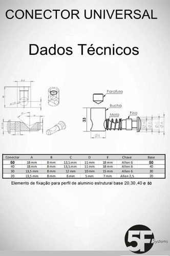 Imagem 2 de 7 de Conector Universal Para Perfil Estrutural Base 50