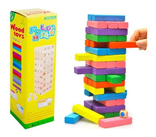 Juego Jenga De Madera Mediano Colores O Números Con Factura