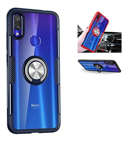 Xiaomi Redmi Note 7 Funda, 360° Rotación Anillo