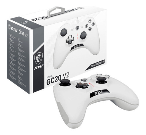 Mando De Juego Msi Force Gc20 V2 White Gaming Controller Usb Color Blanco