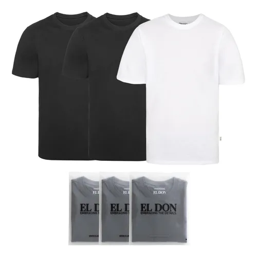 Pack X3 Remeras Básicas Slim El Don Hombre Algodón