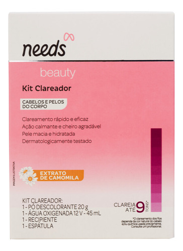 Kit Clareador De Pelos Needs Água Oxig.12vol+pó Descolorante