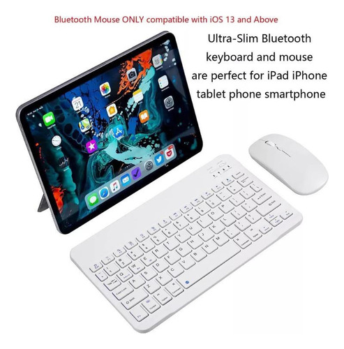 Kit Teclado Mouse Sem Fio Bluetooth Tablet Notebook Color