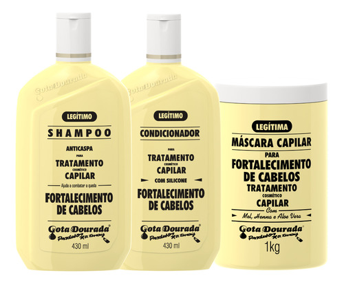 Kit Shampoo Condicionador Masc 1kg Fortalecimento Legitimo