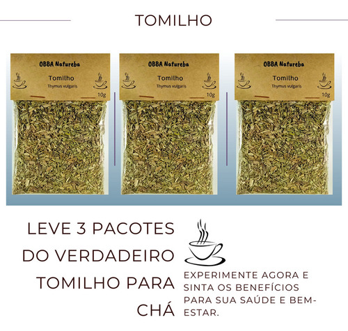 3 Pacote Chá De Tomilho | Tomilio 100% Natural | Ervas Secas