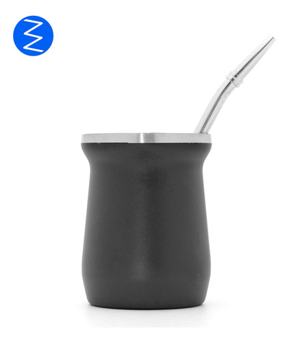 Mate Térmico De Acero Inox. Doble Pared Y Bombilla - 160 Ml Color Negro 160ml