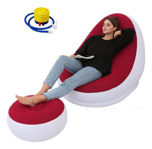 Sofa Sillon Inflable Ultra Cómodo Tipo Puf Con Posapies