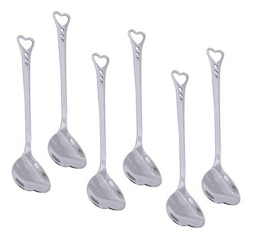 Set De 6 Cucharas De Té En Forma De Corazón