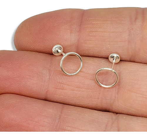 Imagen 3 de 5 de Aros Plata Abridores Circulo 8 Mm