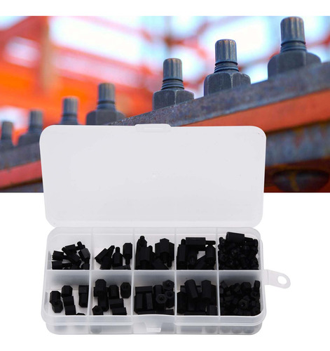 Kit De 180 Tuercas De Nailon Negro M3 Hexagonales De Una Sol